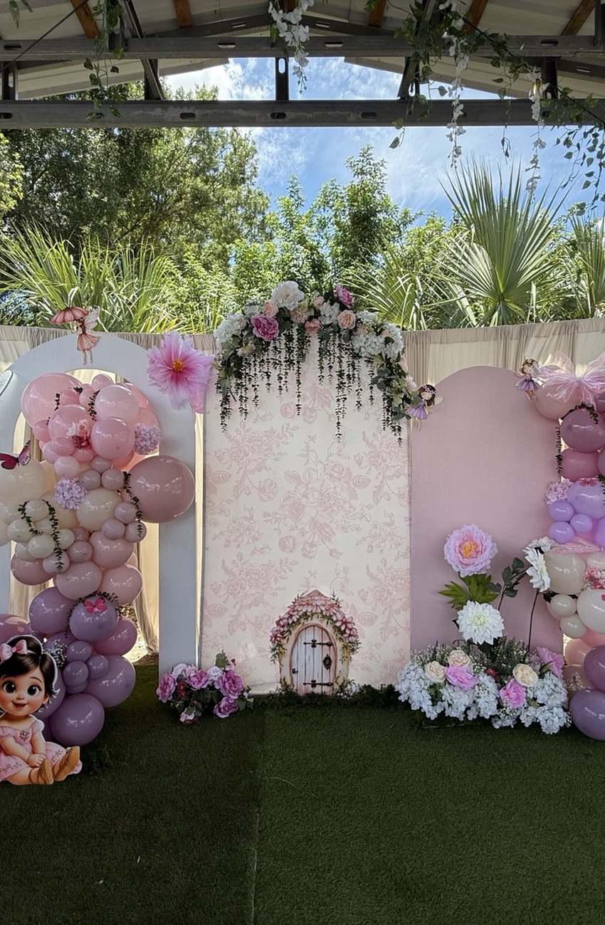 Pastel celebration backdrop created by Star Vibe Events